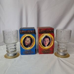 Lord of the Rings Clear Glass Goblets Set Of 2 Strider & Arwen